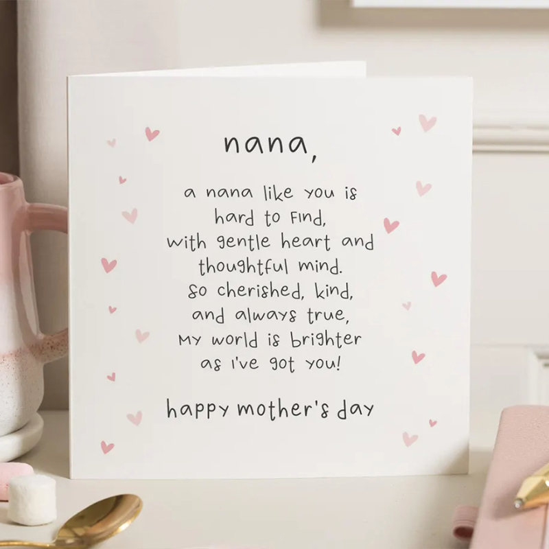 Mother’s Day Card for Nana – Sweet Poem Greeting Card, Thoughtful Gift for Grandma Mothers Day Gift