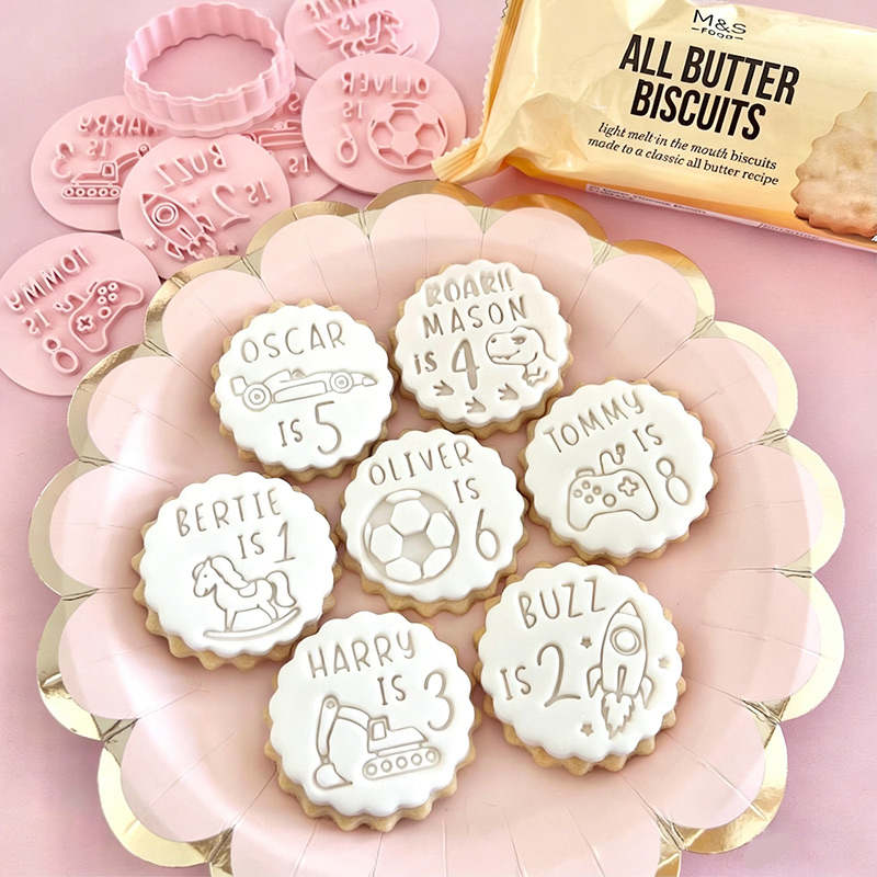 Personalized M&S Cookie Cutter Fondant Stamp Embosser Custom Biscuits Cupcake Topper M and S Birthday Baby Shower