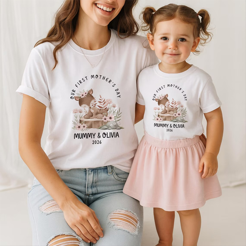 Personalized Our First Mother’s Day Matching T-shirt - Gift for Mummy & Baby Family Matching