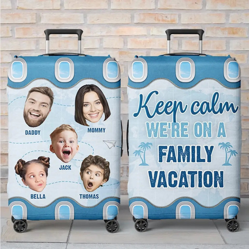 Personalized Photo Let's Get On The Family Vacation Luggage Cover Custom Family Summer Vacation Gift For Family Members