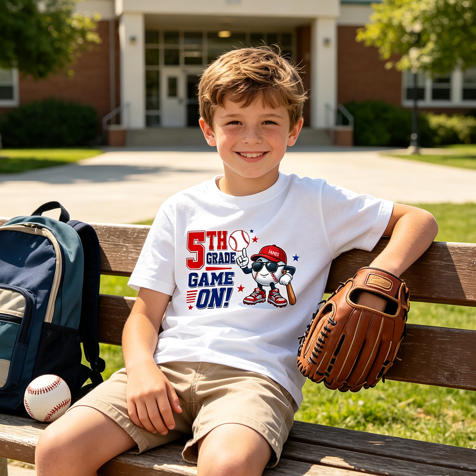 Personalized Kid's Shirt Baseball T-Shirt Custom Grade Batter Up Gift for Back To School