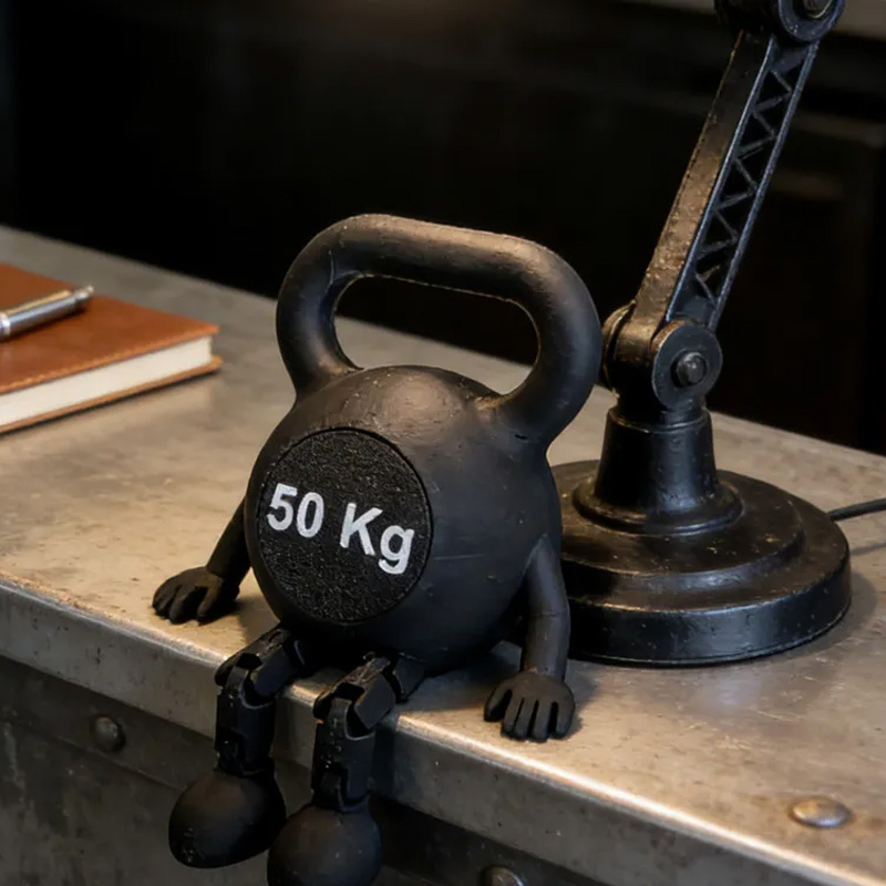 Personalized 3D Printed Kettlebell Desk Decor with Articulated Legs Fitness Gym Miniature Figurine Gift for Friends Gym Rat Gym Lovers