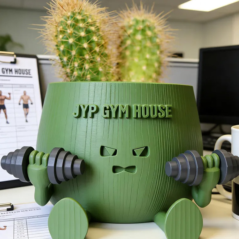 Personalized 3D Printed Official Happy Face Planter Plant Pot Weightlifter Strength Trainer Airplant Succulent Holder Gift for Friends Gym Rat Gym Lovers