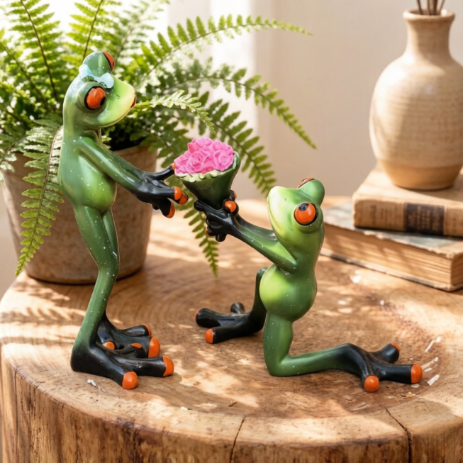 Resin Couple Frog Figurines