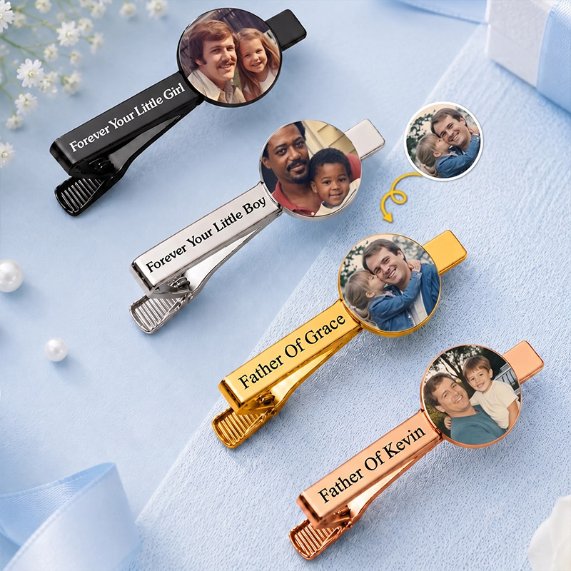 Personalized Photo Tie Clip Custom Tie Clip Gifts with Kids Photo For Dad Grandpa Walking Down The Aisle Together