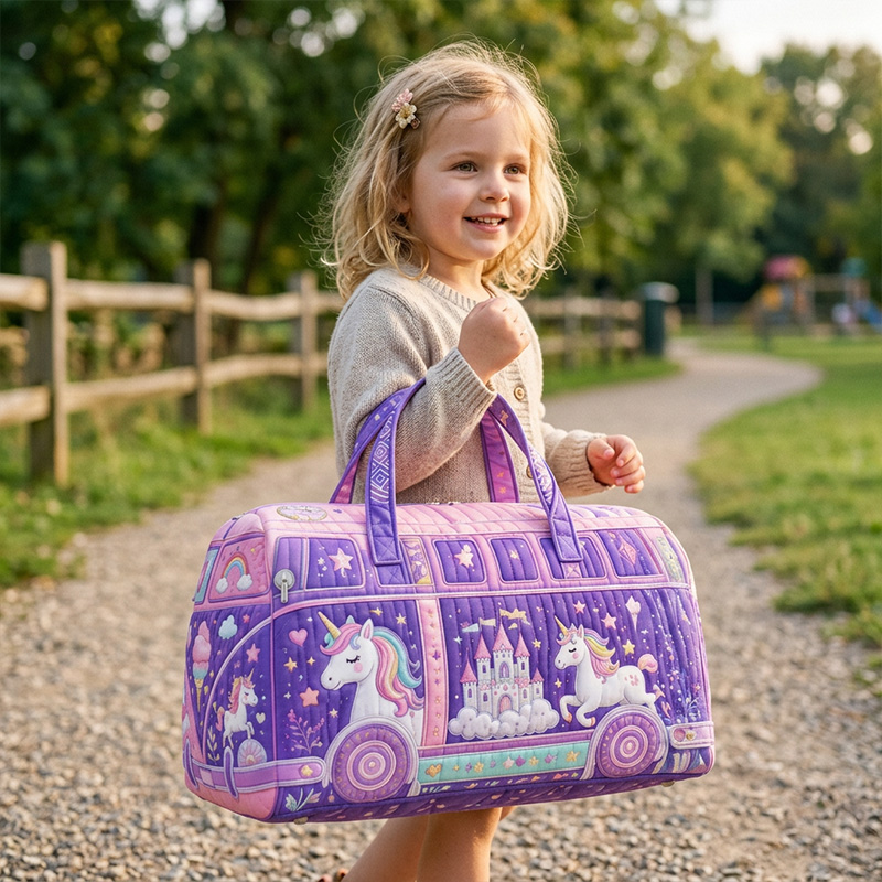 Personalized Rainbow Horse Travel Duffel Bag Large Capacity Overnight Tote For Kids Sleepovers School Trips