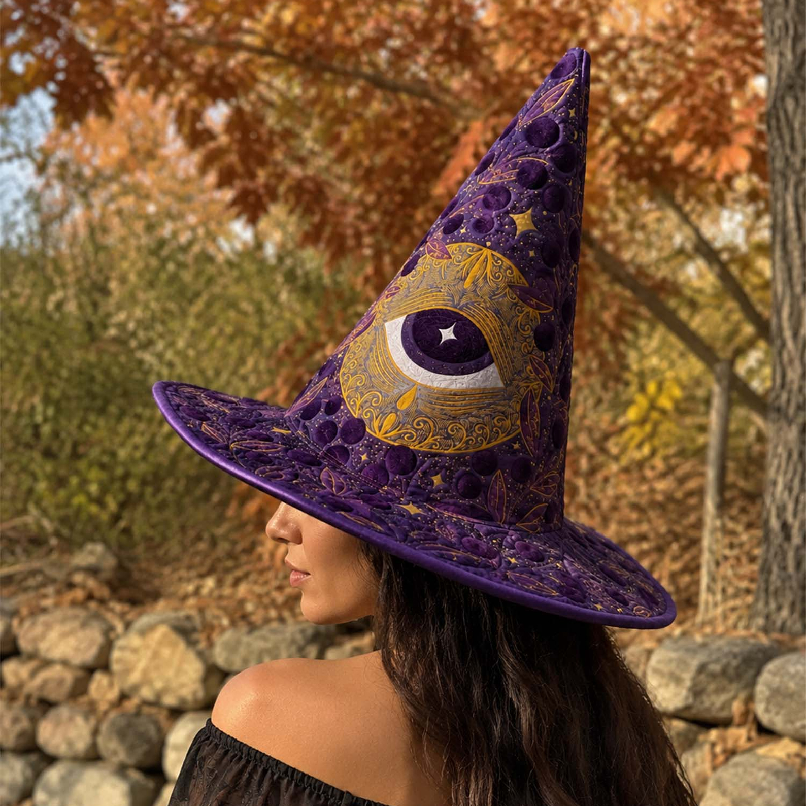 Eye Celestial Gothic Handcrafted Quilted Witch Hat Spooky Season Gift