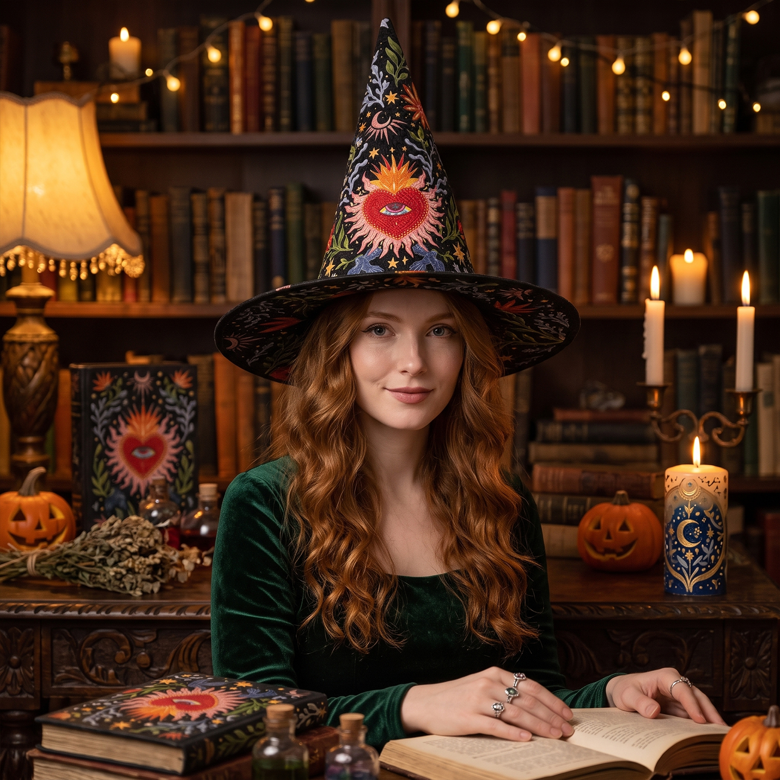 Heart Handcrafted Quilted Witch Hat Spooky Season Gift
