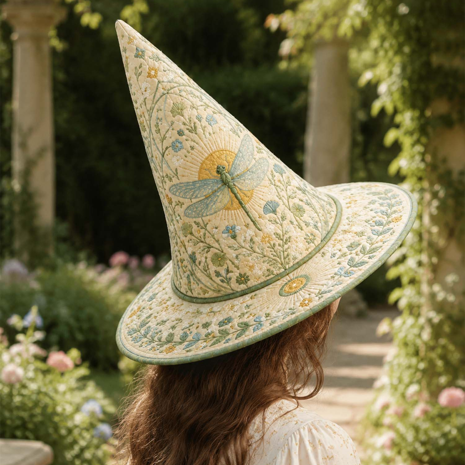 Garden Vintage Fairy Handcrafted Quilted Witch Hat