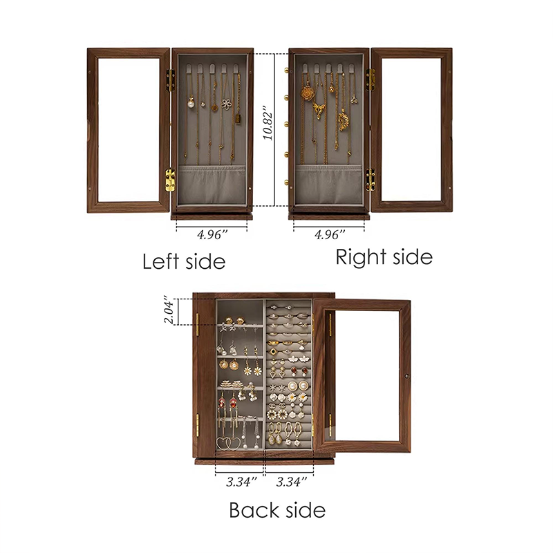 Personalized Wedding Gifts for Her, Personalized Gift, Custom Rotating Jewelry Box, Solid Wood Double Door Organizer, Multiple Jewelry Storage