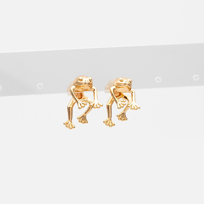 Personalized Gold/ Silver Frog Stud Earrings for Girlfriend Bestie Earring Two-Piece Animal Ear Jacket Unique Fun Gifts 