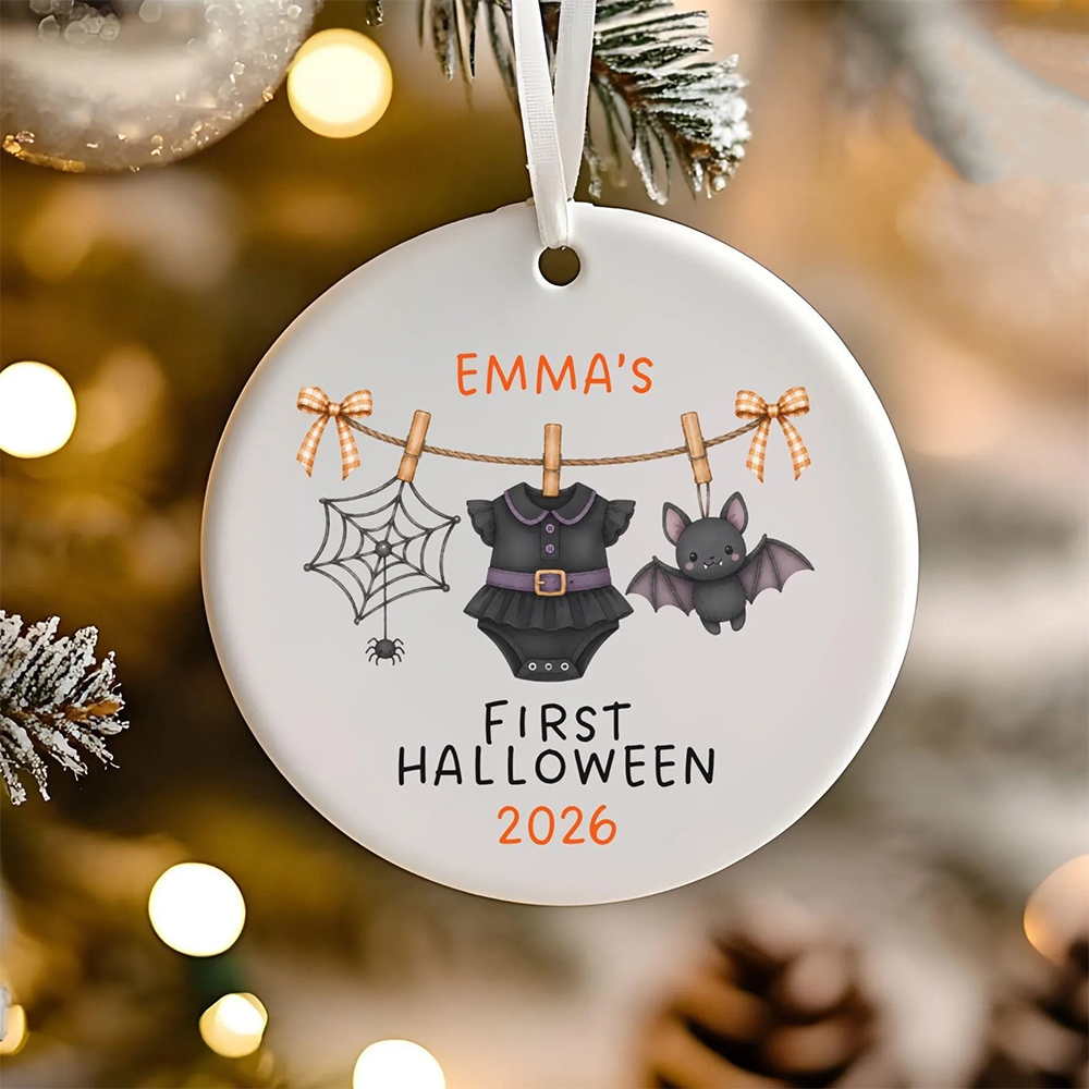 Personalized First Halloween Baby Ornament Custom Name & Year Keepsake