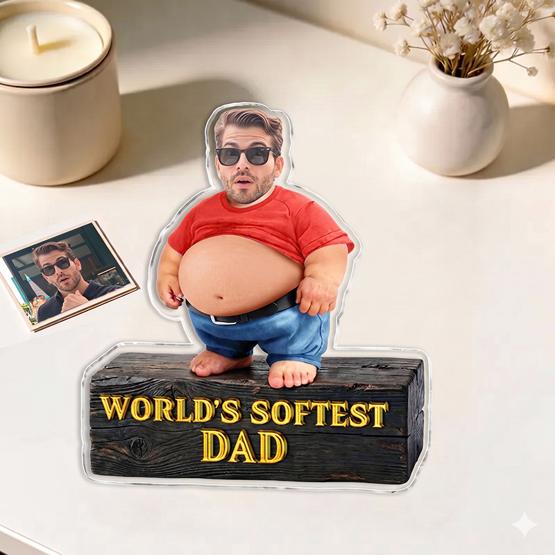 Personalized Photo Squishy Magnet DAD BOD CERTIFIED Acrylic Fridge Magnet with Squishy Belly Funny Gift for Dad Grandpa