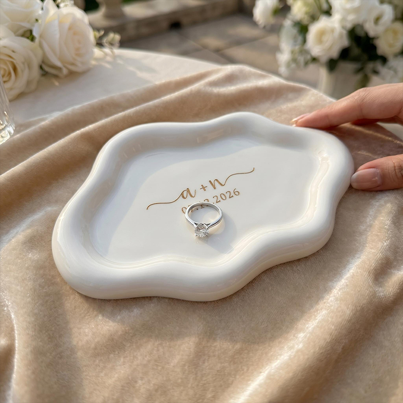 Personalized Initials Jewelry Tray for Bride Custom Wedding Cloud Trinket Dish Personalized Engagement Ring Holder Bridesmaid Proposal Gift
