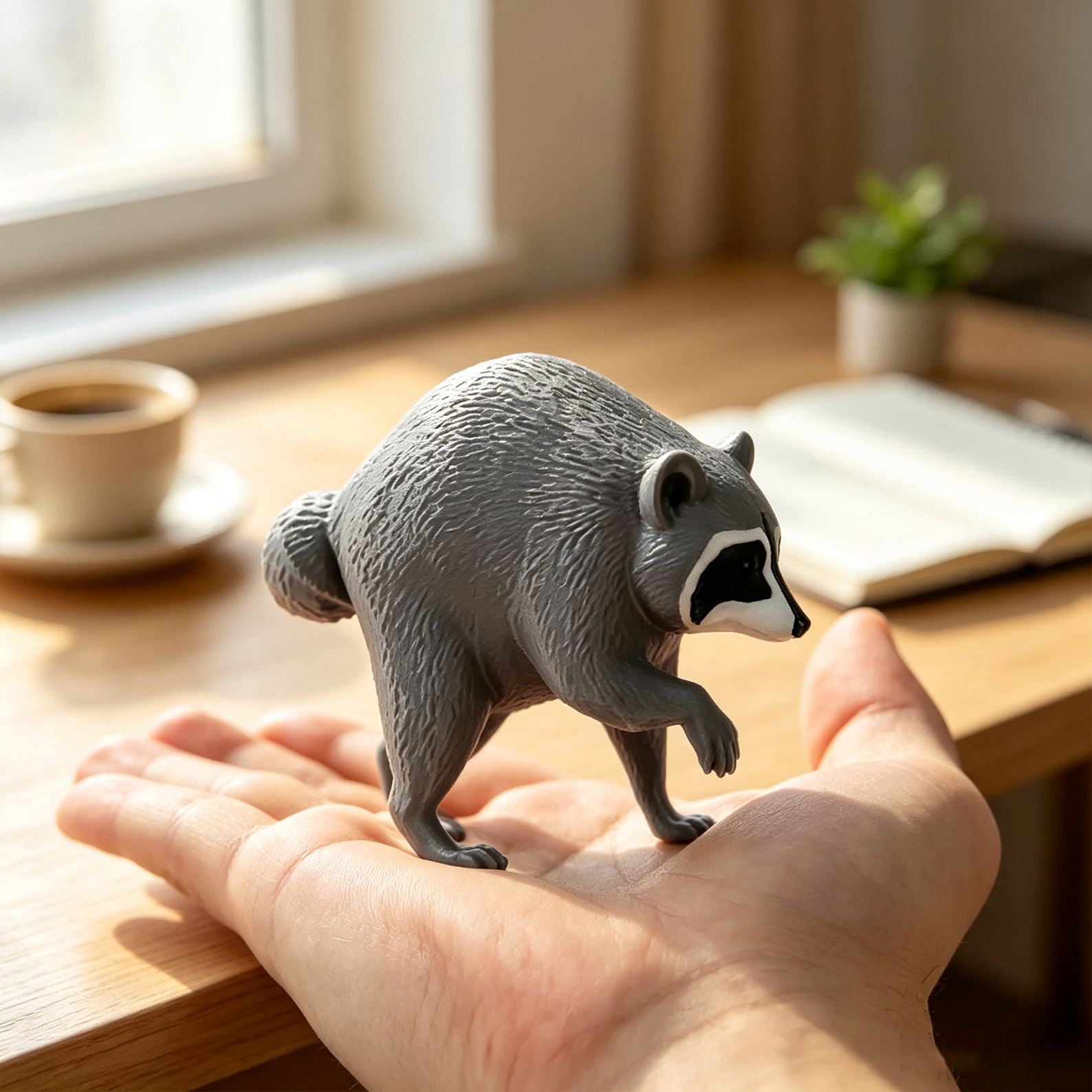 Raccoon Figurine Desk Ornament 3D Printed Raccoon Funny Trash Panda Gift Viral Animal Meme Collectiblea
