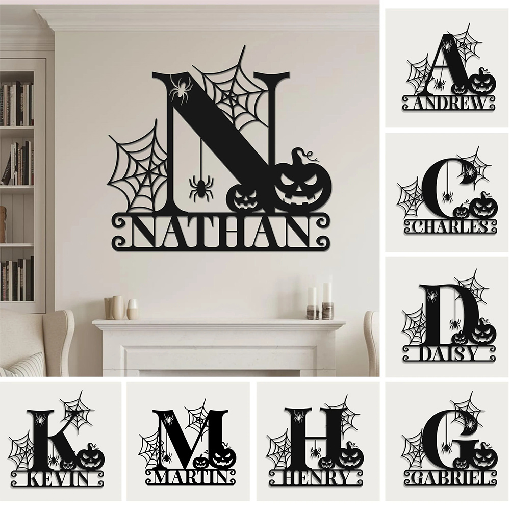 Personalized Halloween Initial Name Sign Door Decoration Halloween Gift