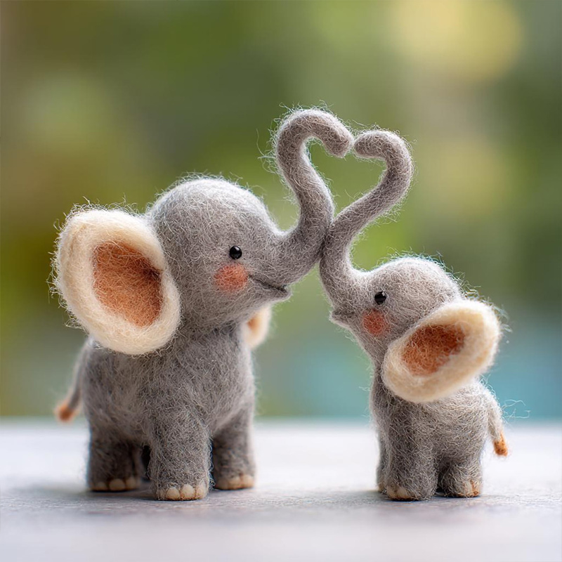 Personalized Needle Felt Animal Family Figurine New Mom Gift New Mom Keepsake Home Decor