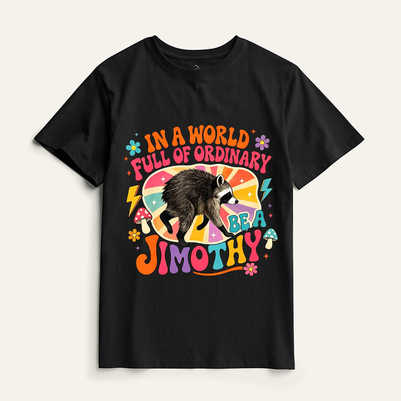 Retro Colorful Classic T-Shirt IN A WORLD FULL OF ORDINA Seattle Raccoon Print Fun T-Shirt
