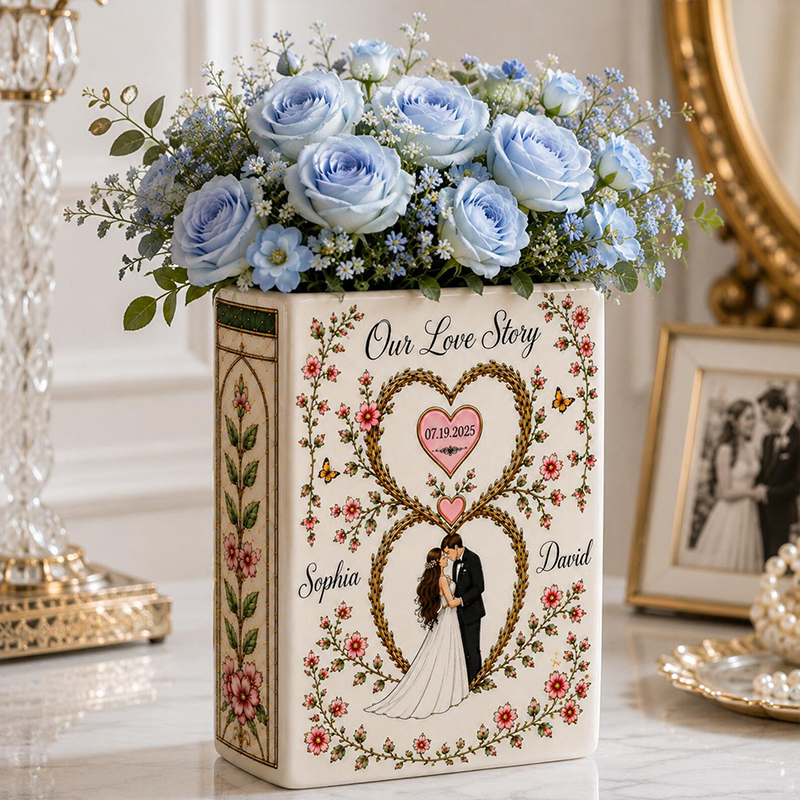 Personalized Book Vase With Name Couple Name Wedding Decor 2026