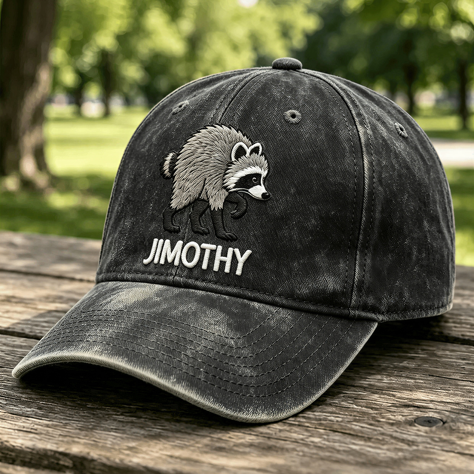 Vintage Seattle Raccoon Embroidered Washed Baseball Cap