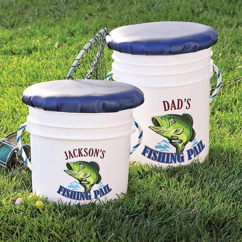 Personalized Dad's Fishing Pail Custom Fishing Seat with Name Bucket with Seat Collection The Angler Fishing Lover Gift for Dad Grandpa 
