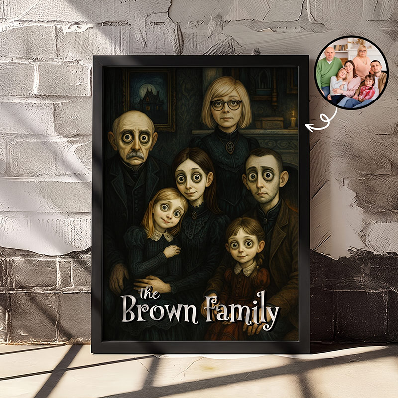 Personalized Gothic Family Portrait from Photo Custom Canvas  Halloween Decor Gift For Family