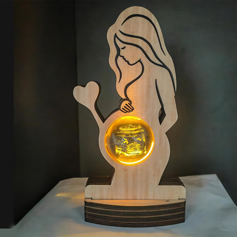 Personalized Baby Ultrasound Photo Frame Sign Customized B-ultrasound Photo 3d Crystal Ball Light Pregnant Wife Gifts From Husband Expecting Mom Gift