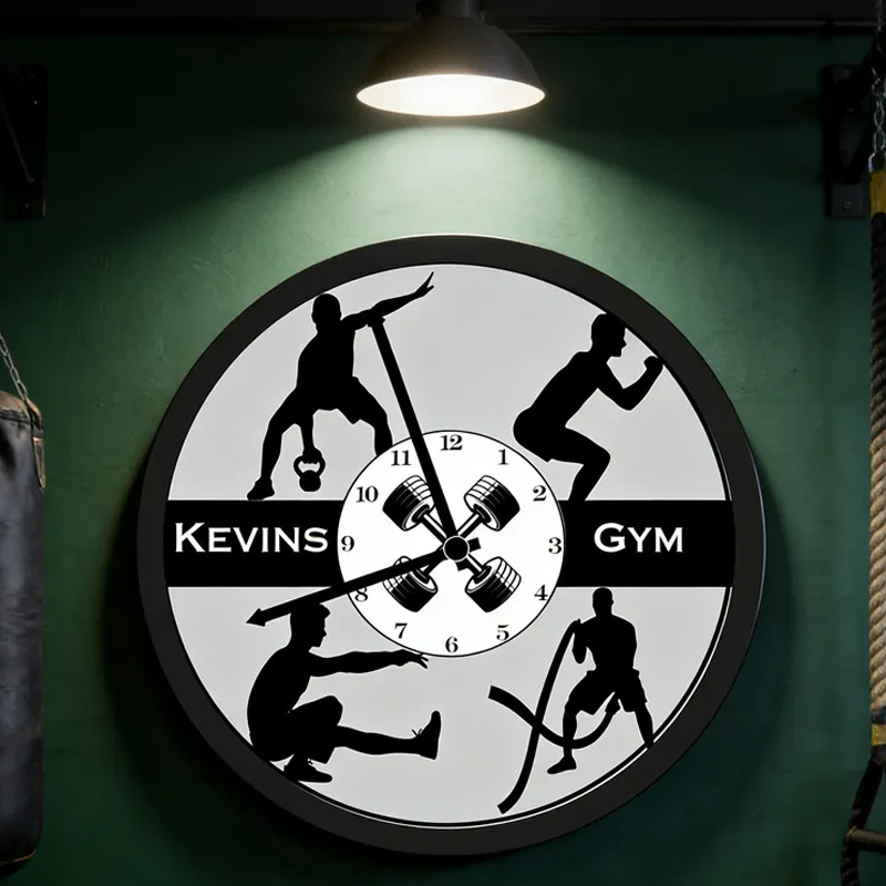 Personalized Fitness Gym Portrait Wall Clock Workout Clock Wall Clock for Gym Lover