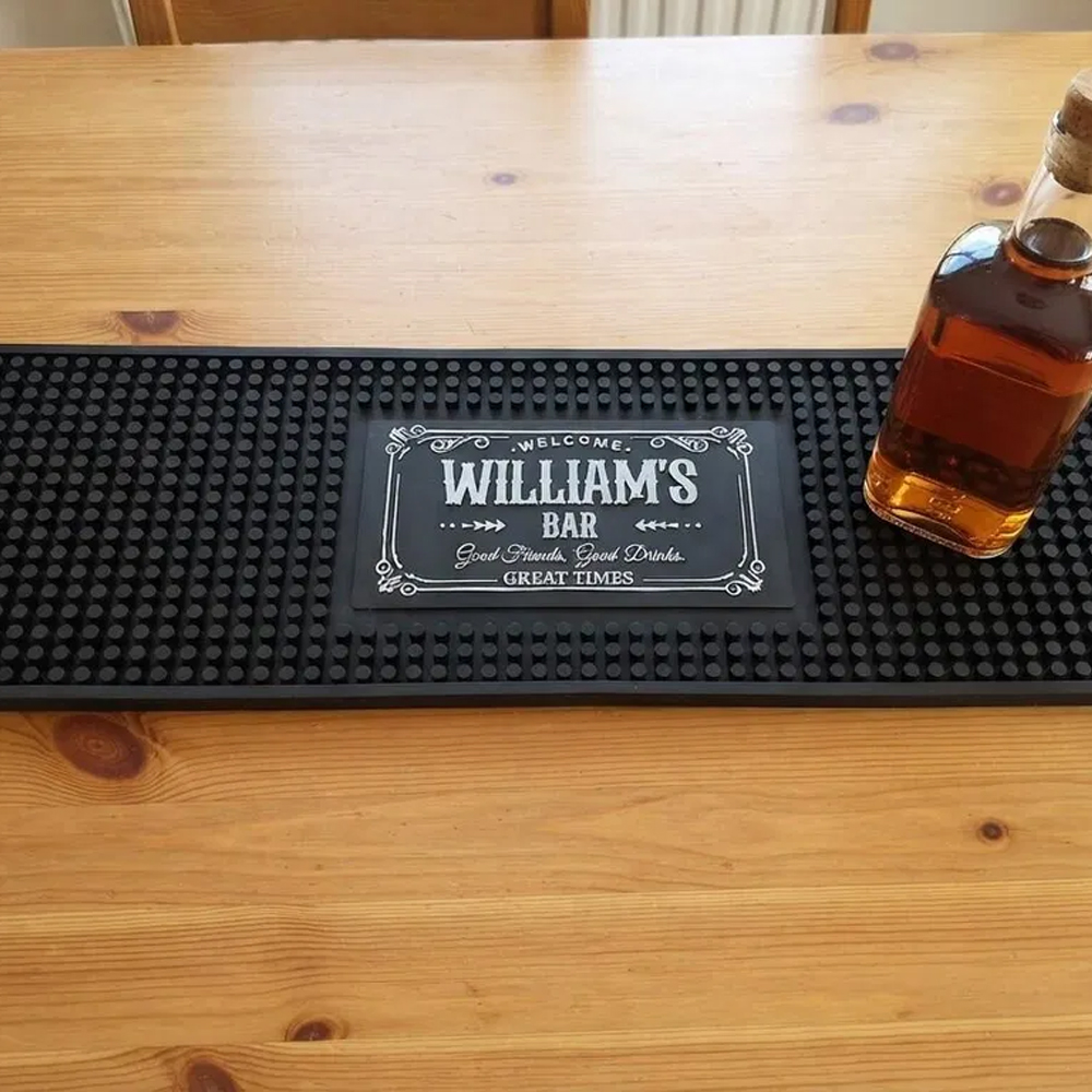 Personalized Bar Mat Home Bar Pub Accessories Art Rubber Bartender Mat