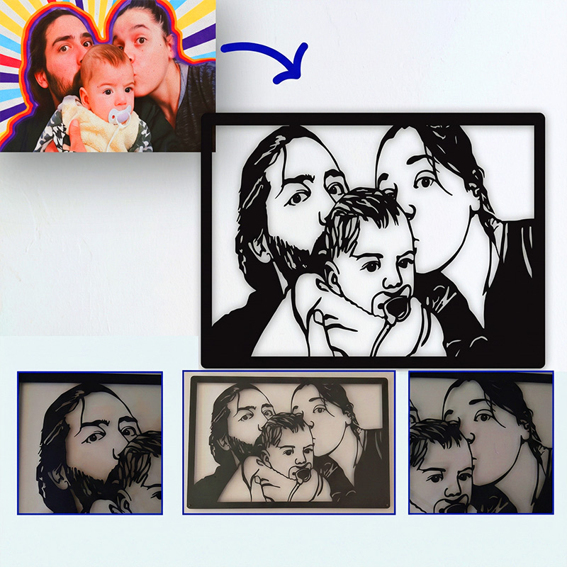 Personalized Metal Family Portrait from Photo Immortalize the Moment Anniversary Gift For Parent Laser Cut Metal Sign Handmade Family Gift