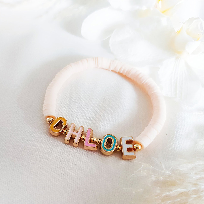 Personalized Kids Name Bracelet Colorful Letter Beads Custom Girl Gift Adjustable Elastic Jewelry Accessory