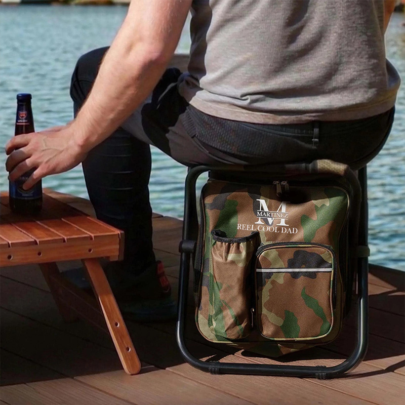 Personalized Fishing Dad Cooler Chair Backpack with Name Monogrammed Custom Outdoor Lover Gift Fishing Gifts for Dad Grandpa