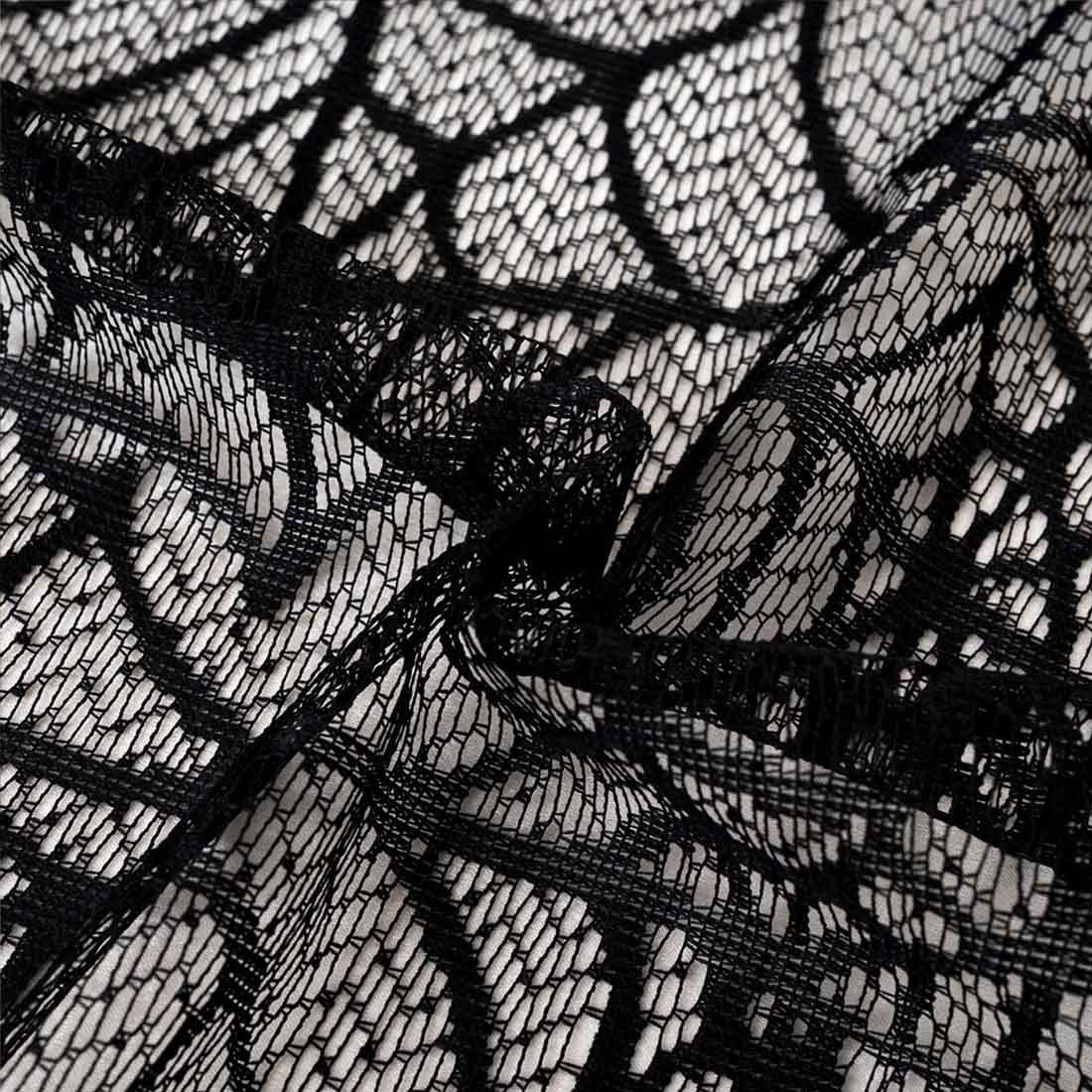 Black Spider Web Lace Table Runner Halloween Party Tablescape Decor Gothic Spooky Dining Centerpiece