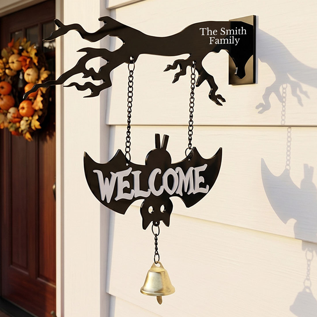 One Piece Dark Themed Bat Acrylic Charm Halloween Theme Includes Bell Suitable for Outdoor Patio Balcony Garden Decorations 2D
