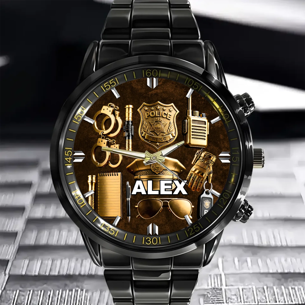 Personalized Police Officer Watch Customized Name Gift For Police Officers