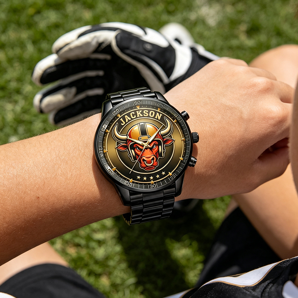 Personalized Football Watch Customized Mascot Name Gift For Football Lovers