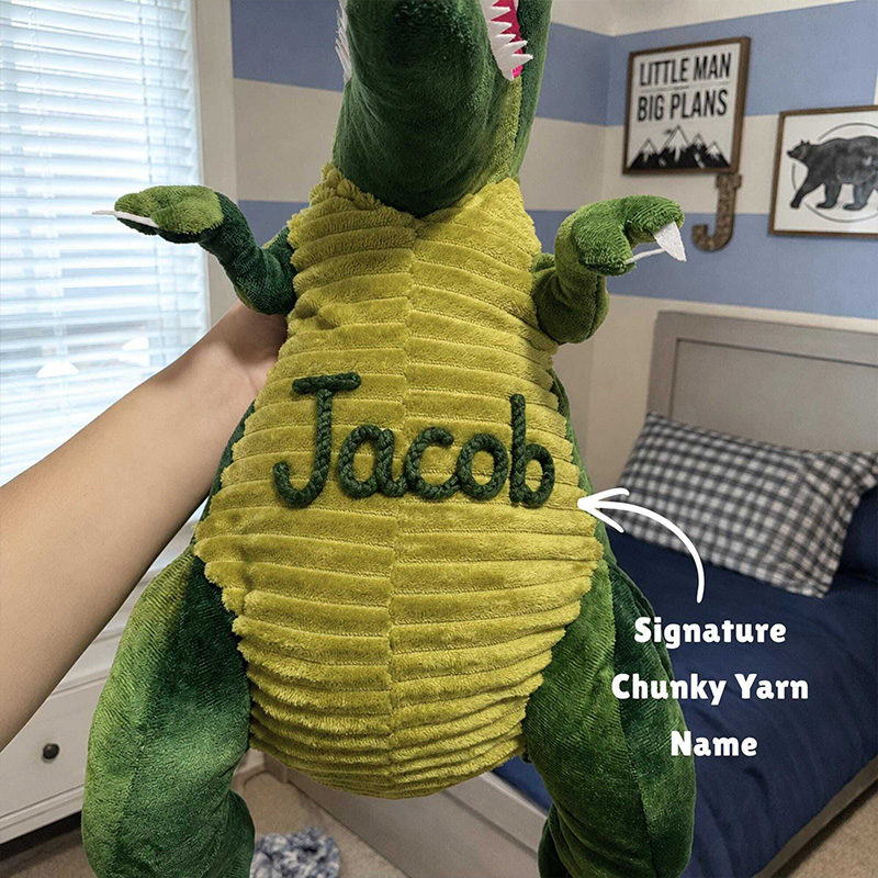 Personalized Hand Embroidered Kid Dinosaur Plush Backpack