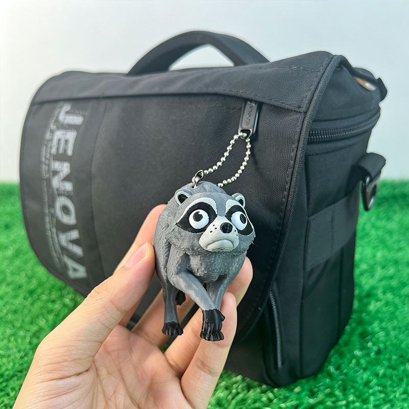Jimothy the Raccoon Keychain | Short Spine Viral Seattle Raccoon Meme Charm | Internet Famous Trash Panda Gift for Raccoon Lovers
