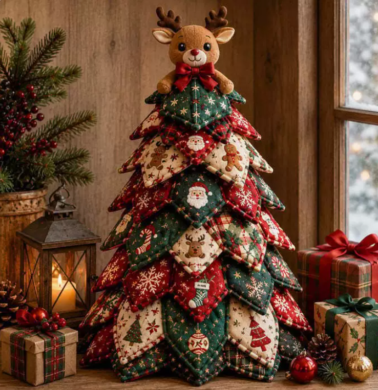 DIY Quilted Christmas Sewing Kit, Fabric Patchwork Beginner Holiday Craft Gift for Home Decor Christmas Holiday Decor