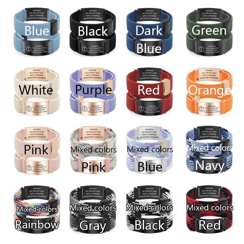Personalized Medical Alert Bracelet Wristband With Custom Name Soft For Everyday Wear