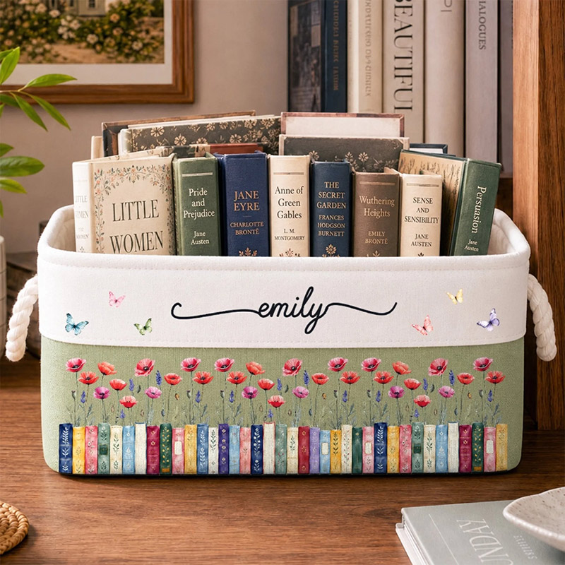Personalized Birth Flower Book Basket With Name Custom Storage Basket Bookish Gifts For Book Lovers Bookworms Readers Bloom In Your Own Way