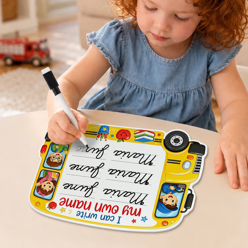 Personalized Cartoon Vehicle Name Reusable Tracing Board with Name Classroom Back to School Gift for Kids