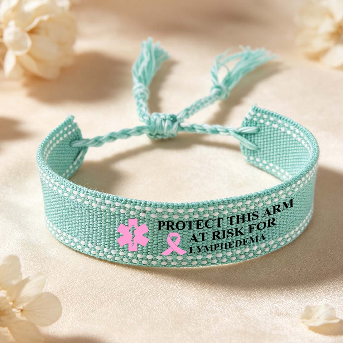 Personalized Star of Life Medical Alert ID Bracelet Emergency Environmentally Friendly Rope Care Gift for Breast Cancer Woman