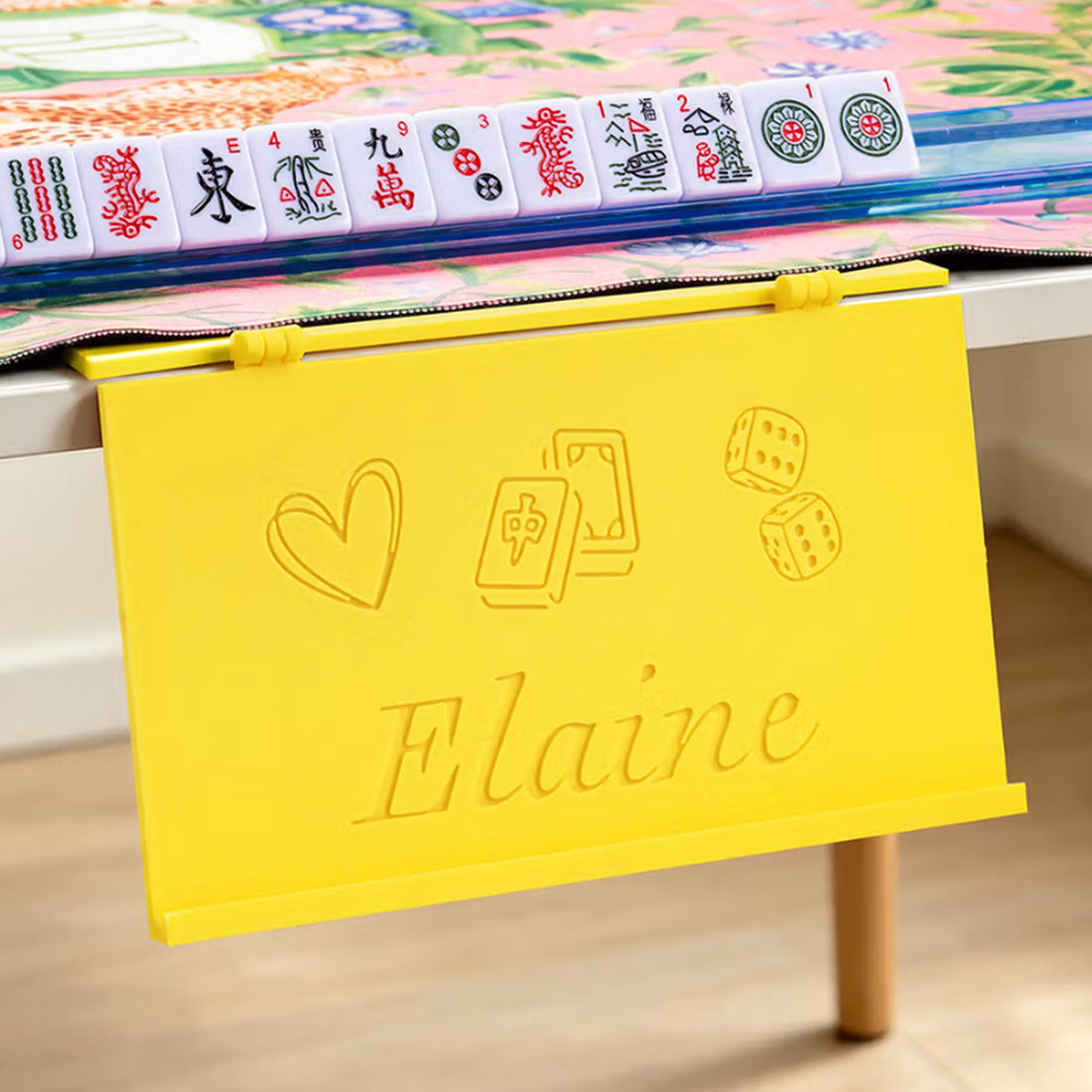 Personalized Peacock Space-Saving Foldable Mahjong Card Holder with Text Mahjong Table Accessory Family Gathering Gift for Mahjong Lovers
