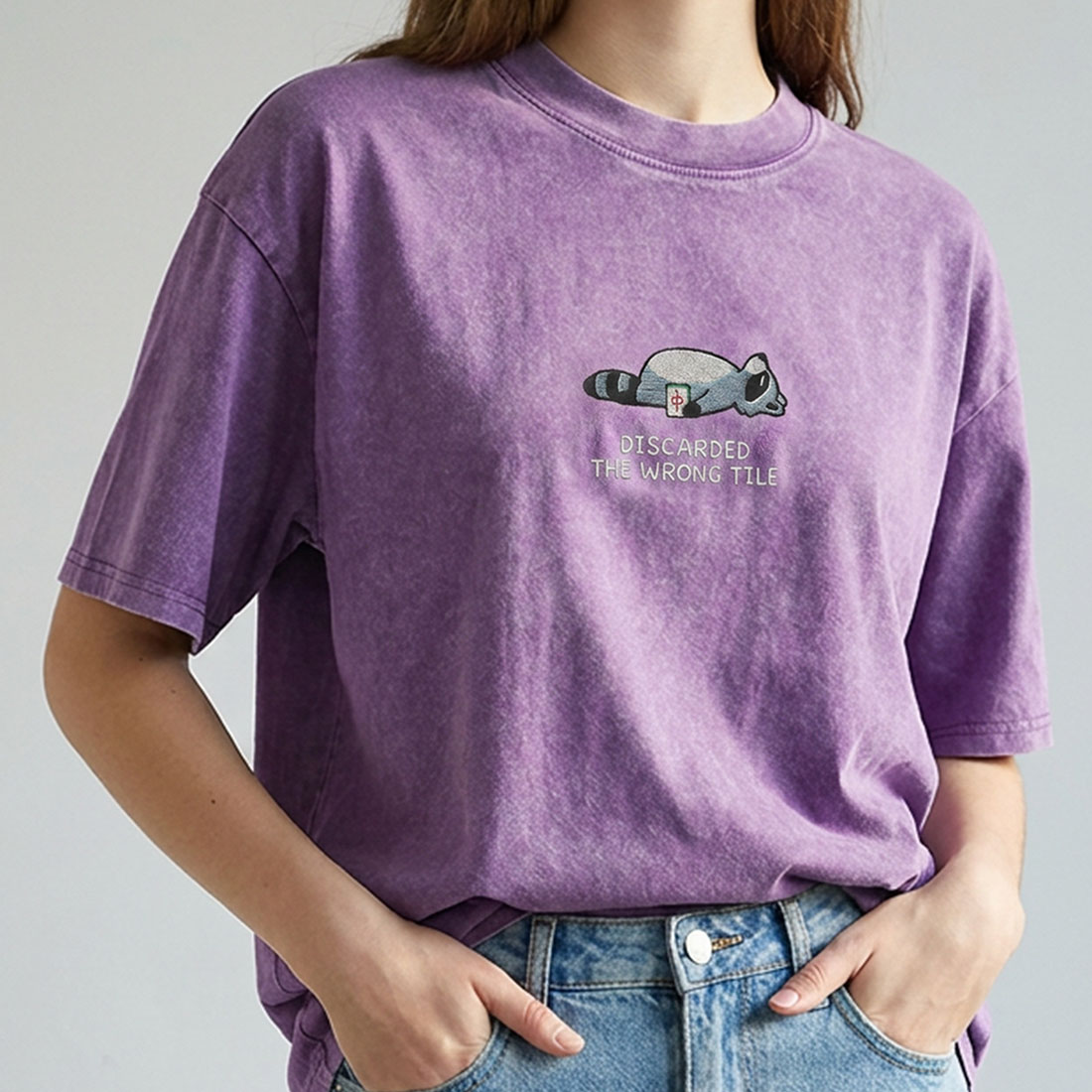 Embroidered Funny Mahjong Raccoon Shirt American Mahjong Lover Gift Mahjong Player Tee