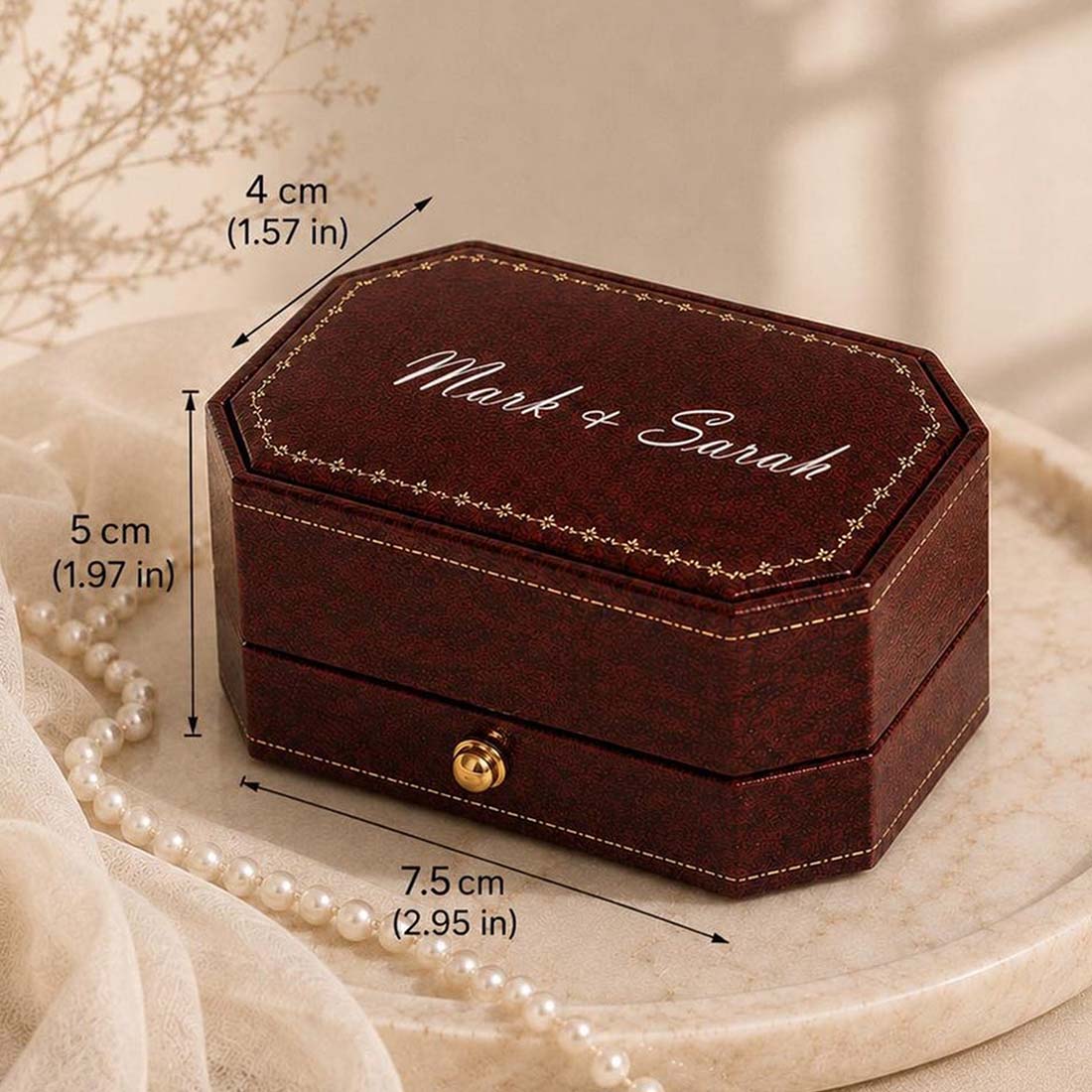 Personalized Octagon Ring Box Wedding Ring Holder for Two Rings