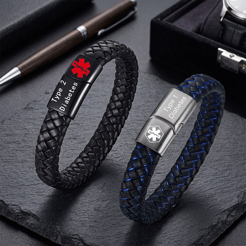 Personalized Health Medical Alert ID Bracelet with Engraved Medical Information Emergency First Aid Gift for Family