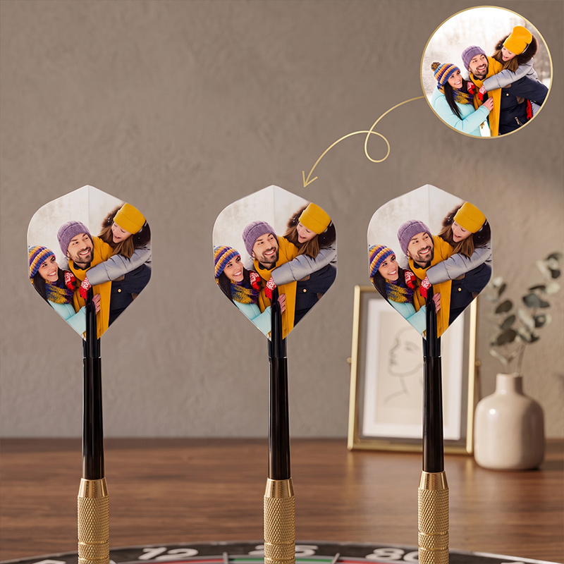 Personalized Family Photo Dart Flights Set Dart Club Team Game Gift for Darts Enthusiasts Family Friends