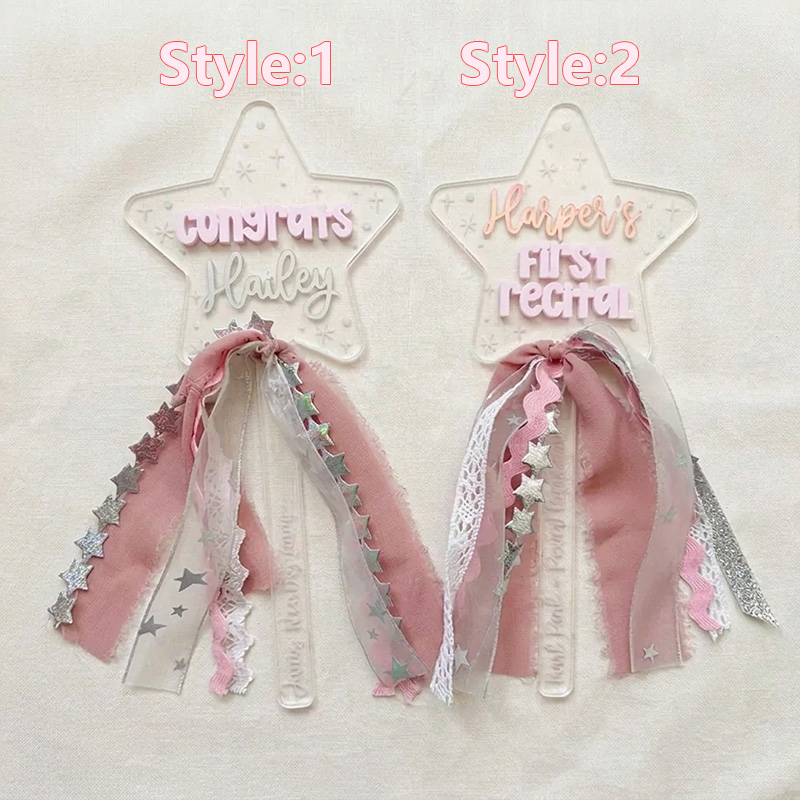 Personalized Dance Recital Wand Engraved Acrylic First Recital or Congrats Flower Bouquet Accessory Girly Dancer Ballet Show Gift Keepsake