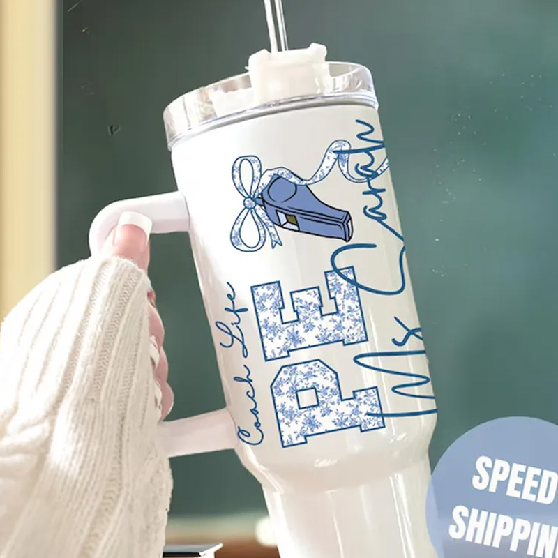 Personalized Fitness Tumbler Physical Education Teacher Gift Custom Travel Cup End of School Gift Quencher for Sport Teacher Gift for Gym Lovers